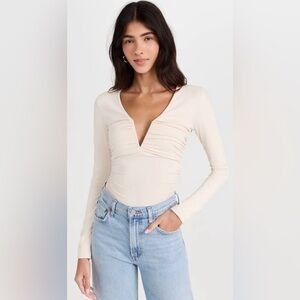 New $90 Susan Monaco Elegant Almond Long Sleeve Top